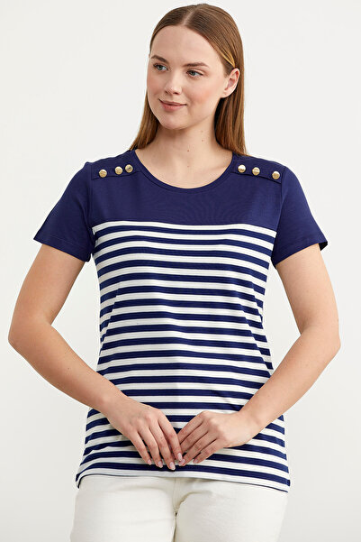 Sementa Μπλουζάκι με λεπτομέρεια Marine Button - Navy Blue