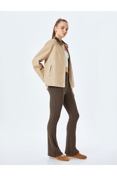 Koton Normal Waist Spanish Leg Ribbed Leggings Trousers