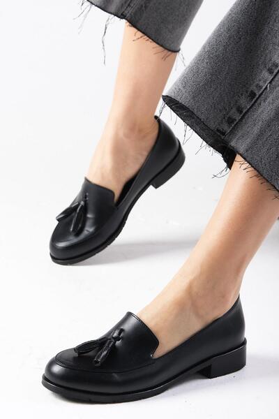 Mio Gusto Iris Siyah Renk Kadın Oxford Günlük Düz Ayakkabı