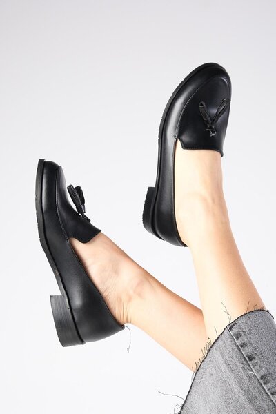 Mio Gusto Iris Siyah Renk Kadın Oxford Günlük Düz Ayakkabı