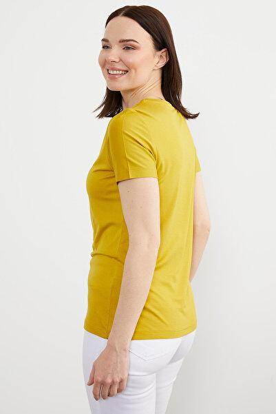 Sementa Crew Neck Short Sleeve Basic T-Shirt - Mustard