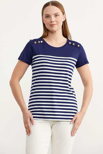 Sementa Tricou cu detaliu cu nasturi marin - bleumarin