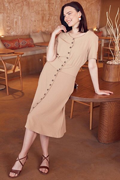 Sementa Button Detailed Double Crepe Set - Beige