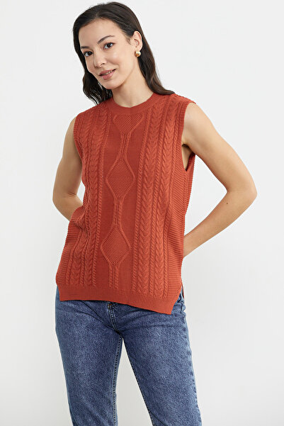 Sementa Long Back Motif Knitwear Sweater - Pomegranate