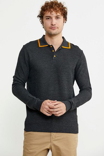 Sementa Πλεκτό πουλόβερ Anthracite Polo Neck - Με κουμπί