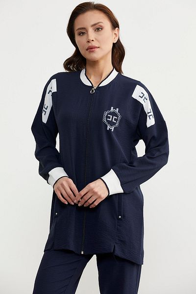 Sementa Navy Blue Tunic Crepe Set - Zipper Closure