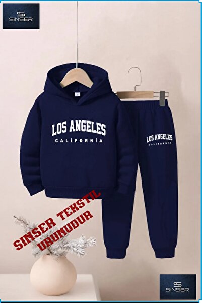 SS SİNSER Παιδικό σετ φόρμας με κουκούλα και στάμπα  "LOSANGELES CALIFORNIA "