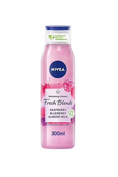 NIVEA Fresh Blends Refreshing Shower Gel Raspberry Blueberry Almond Milk 300ml