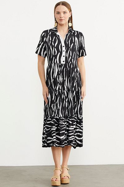 Sementa Φόρεμα με σχέδιο Plus Size - Λευκό
