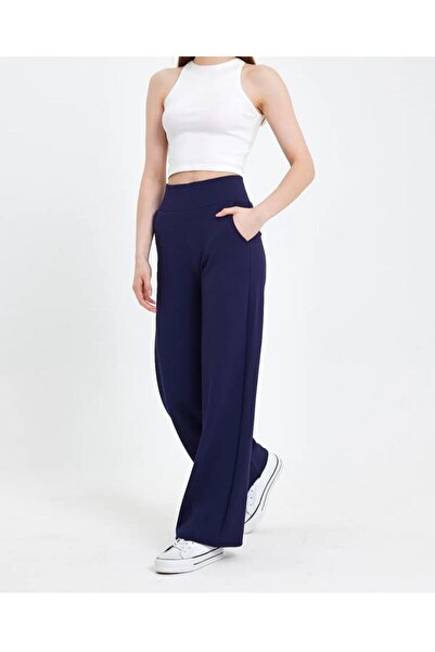 Butik ملابس لؤلؤية سروال Palozzo مع جيوب وحزام