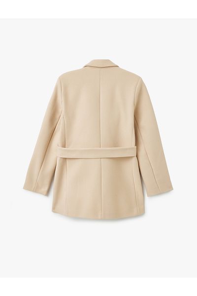 Koton Double Breasted Short Stamp Coat with Belt Detail