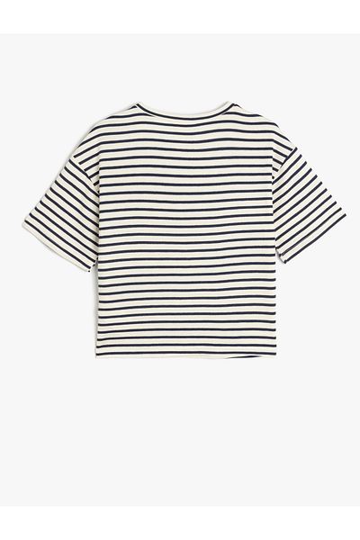 Koton Short Sleeve Crew Neck Striped Viscose T-Shirt
