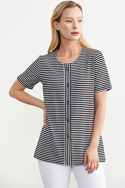 Sementa Μπλουζάκι με μαύρο ριγέ κουμπί
