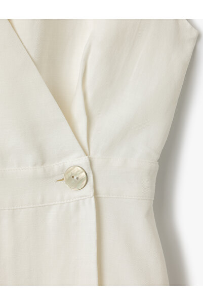 Koton Дълга рокля без ръкави с двуредно закопчаване и а-силует от памучен вискозен плат