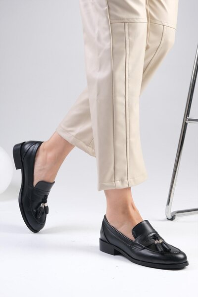 Mio Gusto Dylan Black Color Women's Oxford Flat Shoes