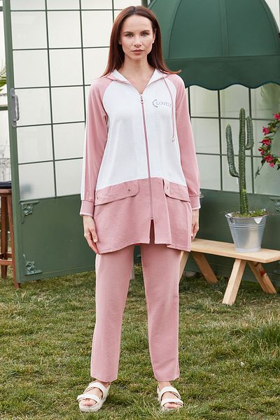 Sementa Zippered Tunic Crepe Set - Pink