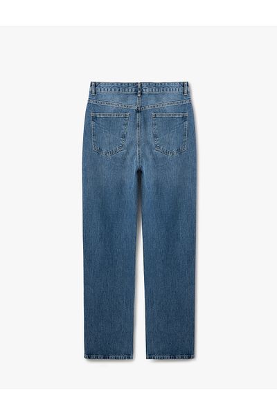 Koton High Waisted Cotton Denim Trousers - Straight Jeans