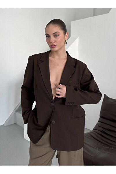 Laluvia Brown Premium Dad Fit Blazer Jacket