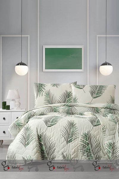 Fabric Box طقم مفرش سرير مزدوج منقوش - قابل للغسل، متعدد الأغراض، 100% قطن، قماش خارجي 220 × 230 سم