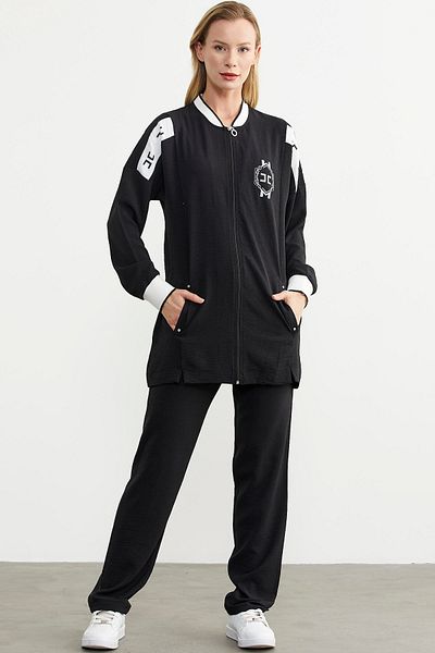 Sementa Black Crepe Tunic and Zipper Closure Set