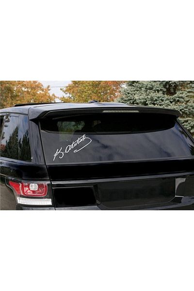 NcK 20X6 cm White Master Kemal Ataturk Signature - Motorcycle, Helmet, Laptop, Motor and Auto Vehicle Sticker