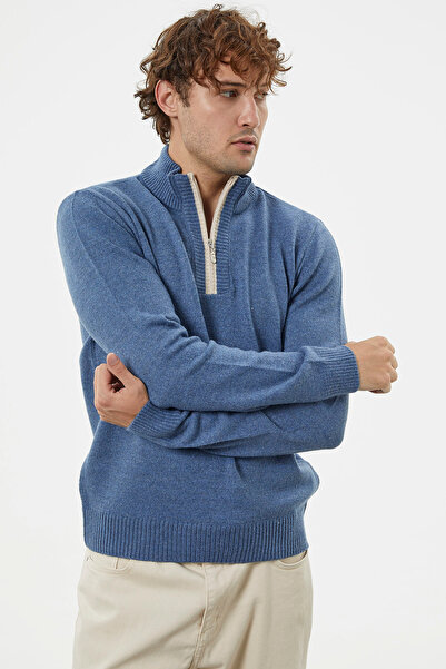 Sementa Πλεκτό πουλόβερ με φερμουάρ με γιακά - Indigo