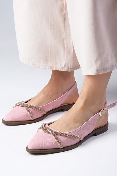 Mio Gusto Kyra Powder Suede Stoned Women's Flats Daily Flat Shoes