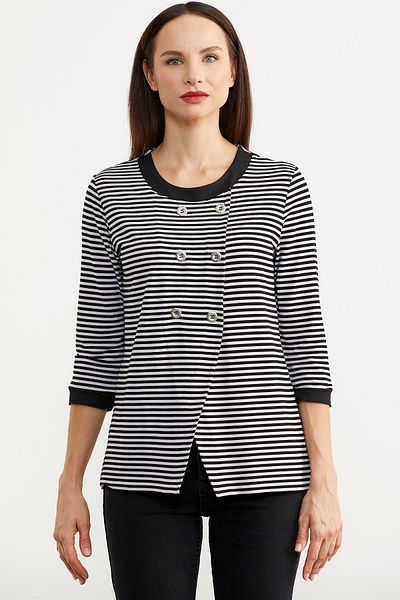 Sementa Tricou cu mânecă lungă în dungi - negru