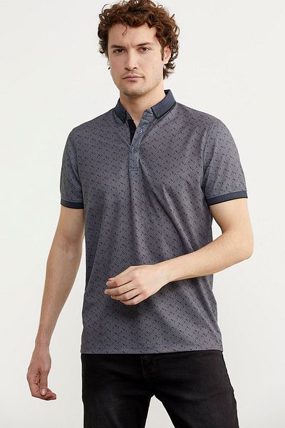 Sementa Πλεκτό μπλουζάκι με μοτίβο Slim Fit Polo Neck - Petrol