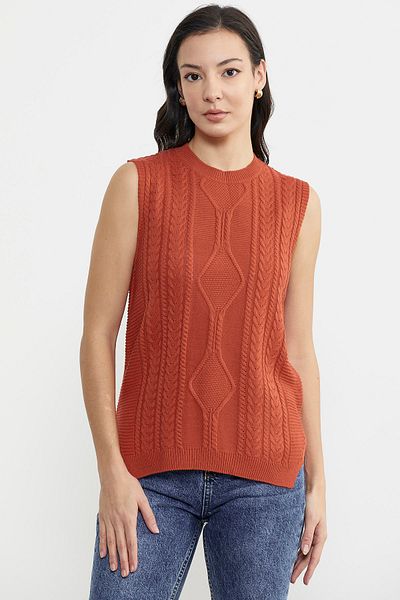 Sementa Long Back Motif Knitwear Sweater - Pomegranate