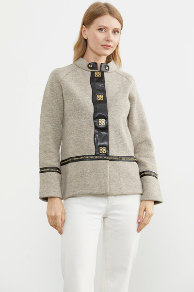 Sementa Jachetă Tricotaj cu Accesorii metalice - Nurca - Maro