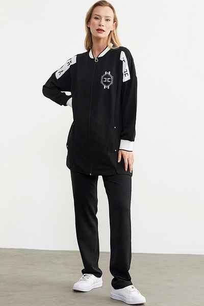 Sementa Black Crepe Tunic and Zipper Closure Set