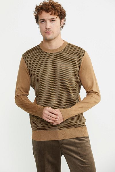 Sementa Πλεκτό πουλόβερ Jacquard Crew Neck - Regular Fit, Camel