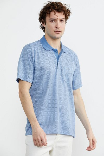 Sementa Μπλουζάκι με μοτίβο με γιακά Polo Regular Fit - Μπλε