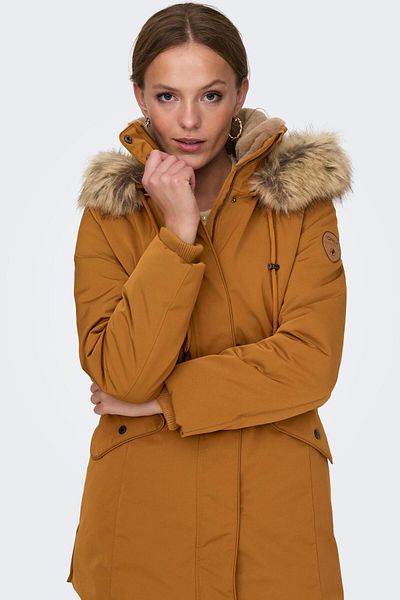 ONLY Hooded Tan Women's Woolen Parka15300627