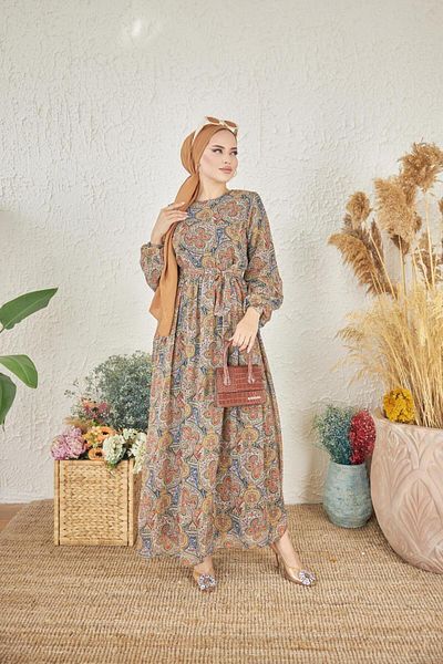 Nissra Ankanoor Ethnic Patterned Chiffon Dress Anka 251002
