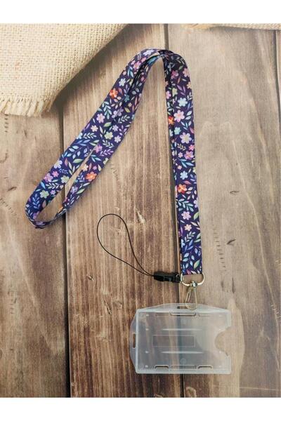 doktorbonem Mor Çiçekler Kart Askısı Yaka Kartı Boyun Askı İpi Telefon Askısı