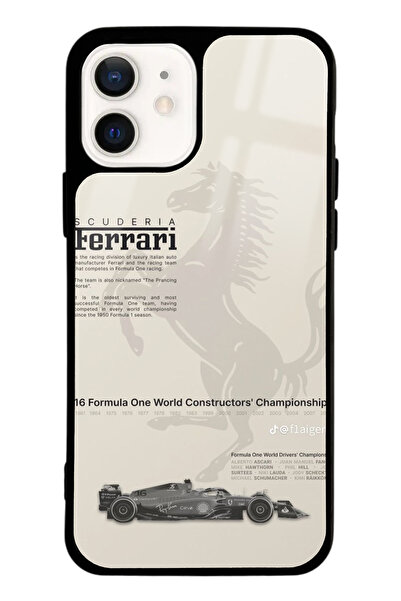 Spoyi iPhone 12 Ferrari Tasarımlı Glossy Telefon Kılıfı