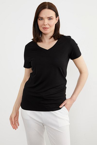 Sementa Tricou de bază cu decolteu în V - negru