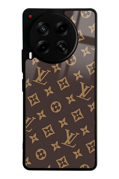 Spoyi غلاف هاتف لامع بتصميم LV بني لهاتف Tecno Camon 30
