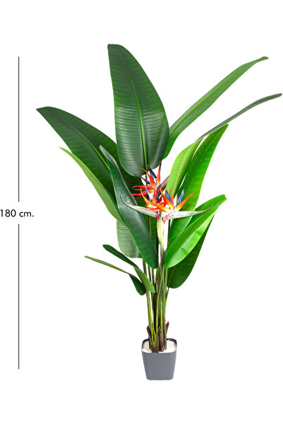 Herdekora Yapay Starliçe Ağacı Gerçek Dokulu 12 Yaprak 3 Çiçekli Yeşil-Turuncu 180 Cm.