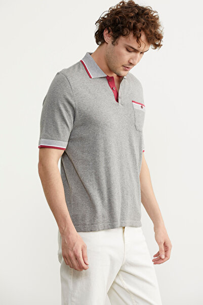 Sementa Πλεκτό μπλουζάκι από βαμβακερό συνδυασμό χρωμάτων με τσέπες - Γκρι