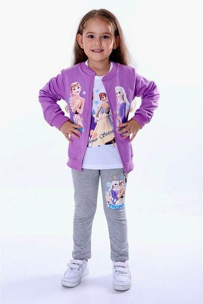 öykümgaleria Girls' Seasonal Elsa Frozen 3-Piece Tights Long Sleeve Bottom Top Set