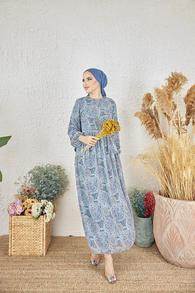 Nissra Ankanoor Ethnic Patterned Chiffon Dress Anka 251002