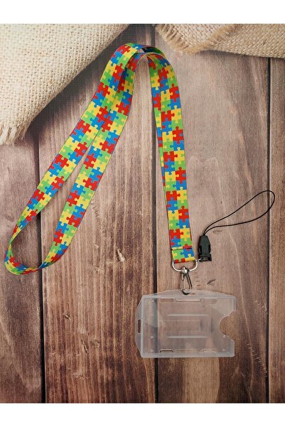 doktorbonem Πολύχρωμο λουράκι κάρτας παζλ Κάρτα ονόματος Κρεμάστρα λαιμού Σχο...