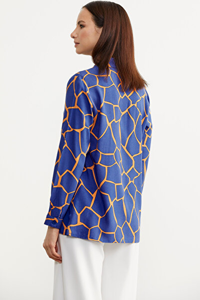 Sementa Cămașă cu model cu spate lung - Albastru