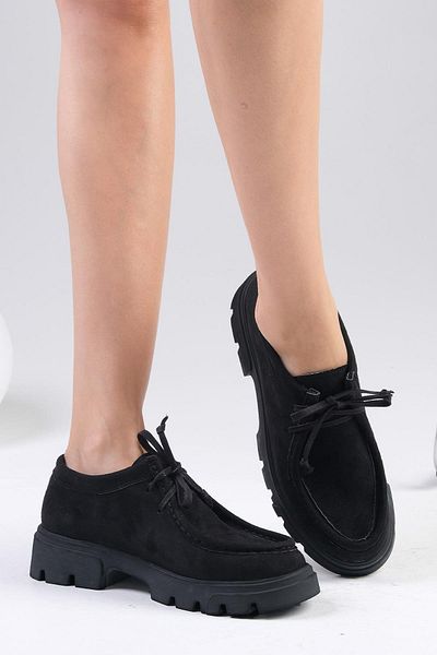 Mio Gusto Hope Black Color Thick Soled Women's Loafer Shoes