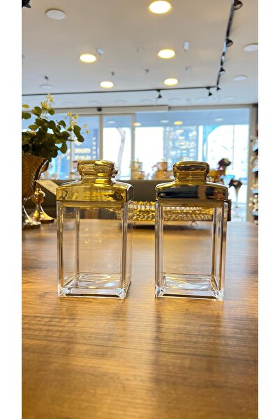 ZETT AKRİLİK GOLD 2 ADET BAHARATLIK 500 ML ŞEFFAF DRAJELİK KAPAKLI SAKLAMA KABI