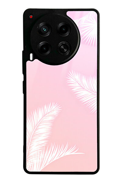 Spoyi Tecno Camon 30 Beyaz Palmiye Tasarımlı Glossy Telefon Kılıfı