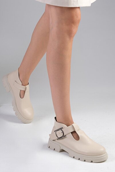 Mio Gusto Γυναικείο Loafer με χοντρή σόλα σε μπεζ χρώμα Norma